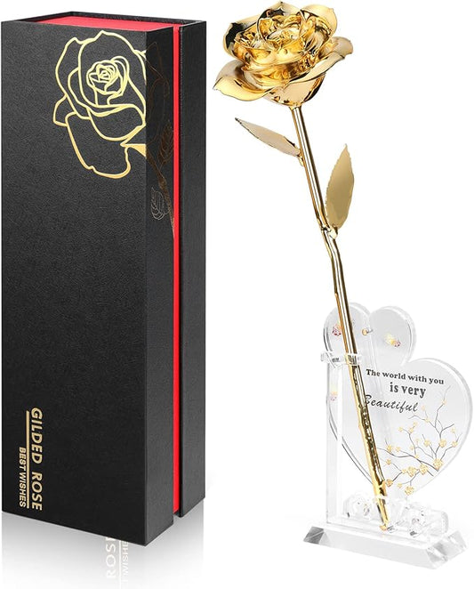 Anthonic Gold Dipped Rose Real 24K Gold Rose, Genuine One of a Kind Rose Hand Dipped in 24K Golden Roses Romantic Gifts fo...