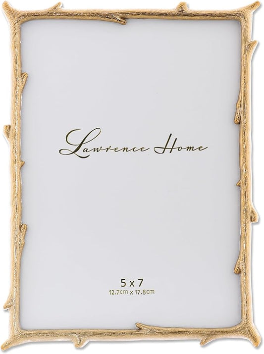 Lawrence Frames 712557 5x7 Gold Metal Natural Branch Design Picture Frame