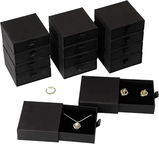 40Pcs Black Small Jewelry Boxes 3.54×3.54×1.26in Cardboard Jewelry Gift Boxes Jewelry Packaging for Small Business for Nec...