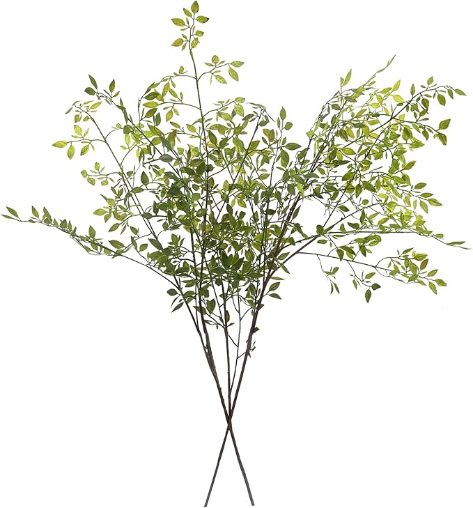 Melorca&Guilla Artificial Plants,2PCS 43.3" Green Nandina Faux Branches for Vase,Artificial Plants for Shop Garden Office ...