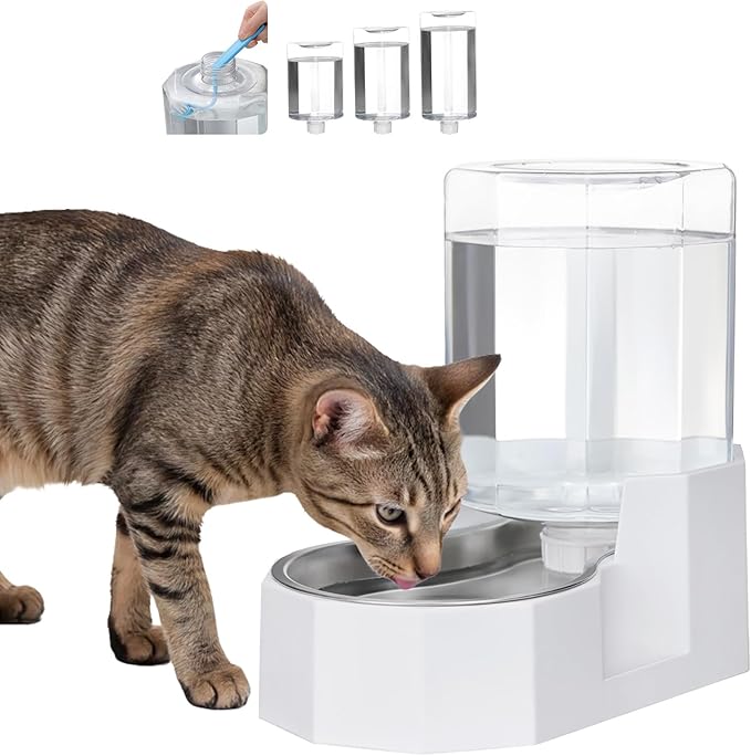 Sfozstra Large Dog Water Dispenser: 4L Stainless Steel Gravity Cat Water Feeder - Quiet Refill - No Power Needed - for Kit...