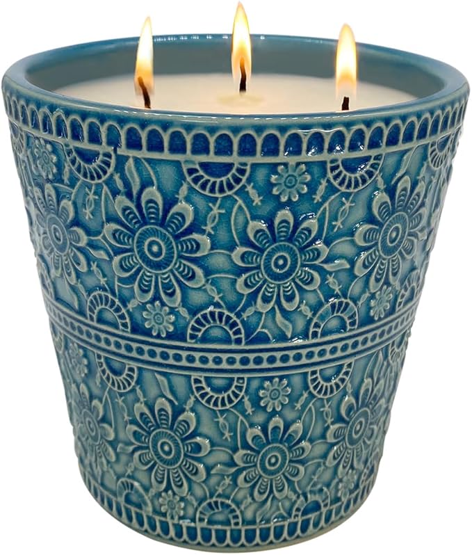 Delicate Porcelain Scented Candle, Natural Eucalyptus & Peppermint Essential Oils and Natural Soy Wax Aromatherapy Candle,...