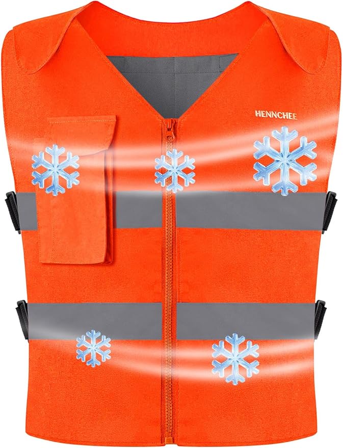 HENNCHEE Cooling Safety Vest for Men & Women, 12PCS Ice Packs, Body Cool Clothing for Hot Weather Outside Workers