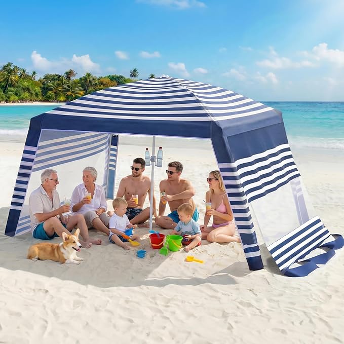 NORTHSKY Beach Cabana 8×8FT, Beach Canopy with 2 Pcs Side Wall,Beach Tent Sun Shelter,Easy Setup UPF 50+ Sun Shelter with ...