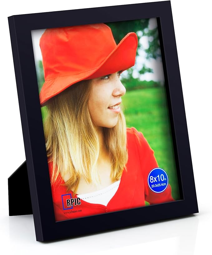 RPJC 8x10 Picture Frames Made of Solid Wood High Definition Glass for Table Top Display and Wall Mounting Photo Frame Black