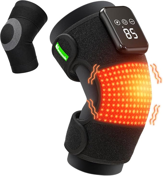3-in-1 Knee Massager for Pain Relief with Heat, Portable Heated Knee Brace with Extension Strap for Knee, Elbow & Shoulde...