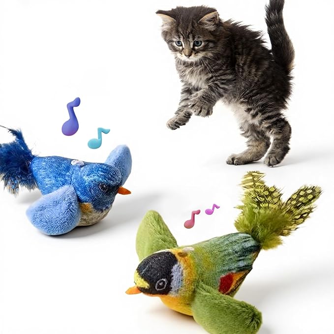 2-pack catnip cat toys that stimulate indoor cats' natural hunting instincts,Interactive plush bird toy with realistic chi...