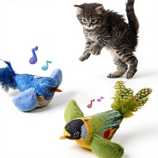 2-pack catnip cat toys that stimulate indoor cats' natural hunting instincts,Interactive plush bird toy with realistic chi...