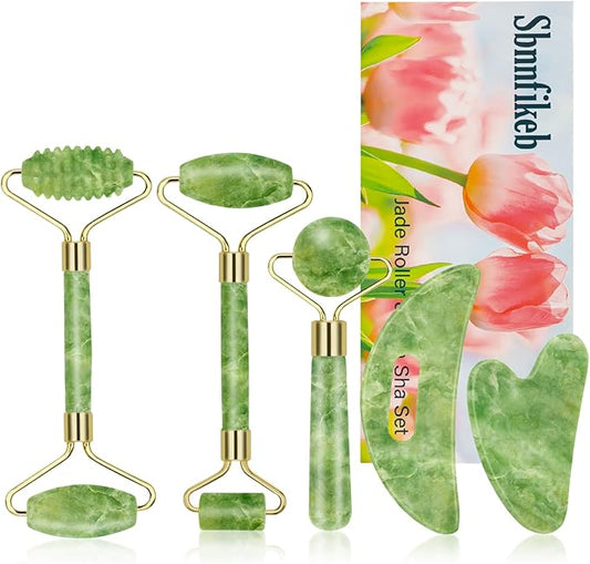 Sbnnfikeb Gua Sha Facial Tools, Guasha Tool for Face, Jade Face Roller,Self Care Gift for Women and Men