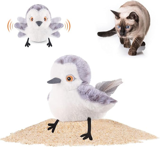 Potaroma Cat Toys Flapping Bird (No Flying), Lifelike Sandpiper Chirp Tweet, Rechargeable Touch Activated Kitten Toy Inter...
