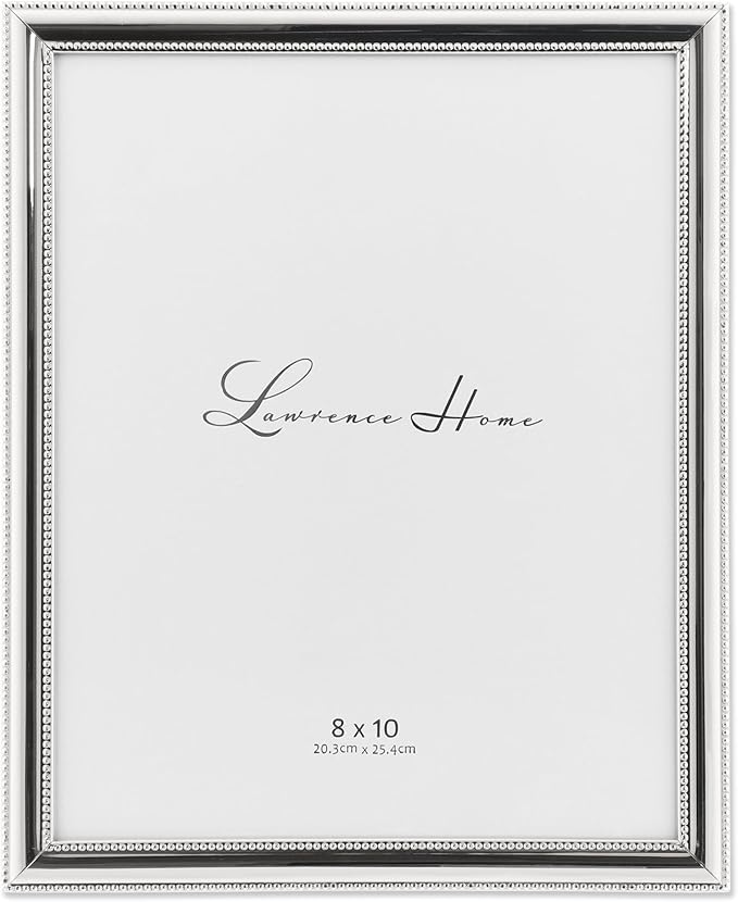 Lawrence Frames 510780 8x10 Metal Picture Frame Silver-Plate with Delicate Beading