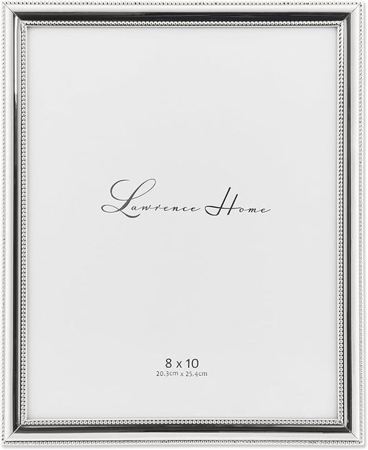 Lawrence Frames 510780 8x10 Metal Picture Frame Silver-Plate with Delicate Beading