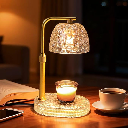 Lsctiff Textured Honeycomb Design Candle Warmer Lamp Adjustable Height, Flameless 4-Level Dimmable Wax Melt Warmer for Jar...