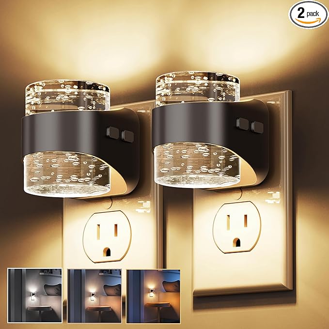 L LOHAS LED Night Light, Bubble Night Lights Plug into Wall,2 Pack 3000K/4000k/5000K Adjustable Color Temperature Night Li...