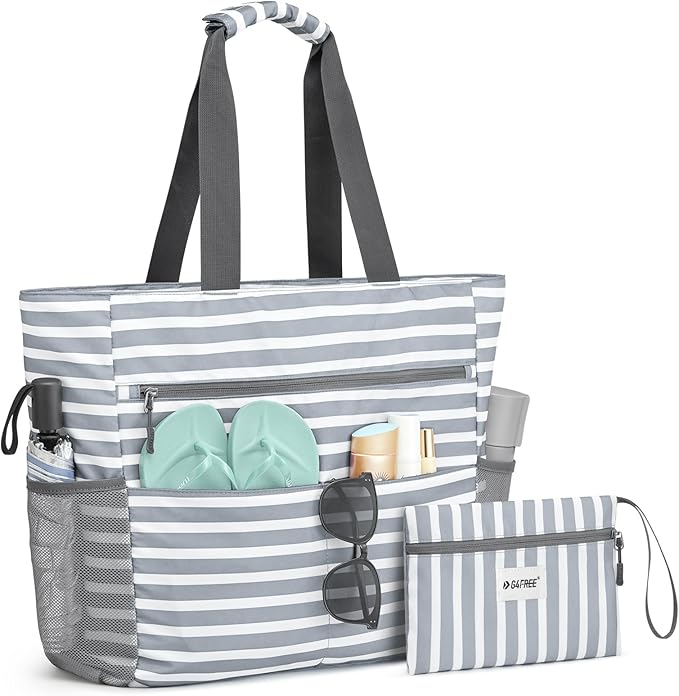 G4Free Beach Bag, Waterproof Sandproof Beach Tote Bag, Large Capacity Foldable for Women