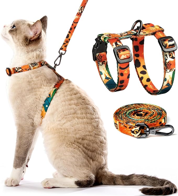 Cat Harness and Leash Set - Escape Proof Adjustable Cat Harness, Comfortable Soft Lightweight, Use Safe & Easy, Walking Tr...