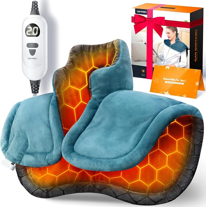 Graphene-Infused Heating Pad 3X Deeper Pain Relief, Weighted Instant Heating Pads for Neck and Shoulders, Heated Wrap w/ 6...