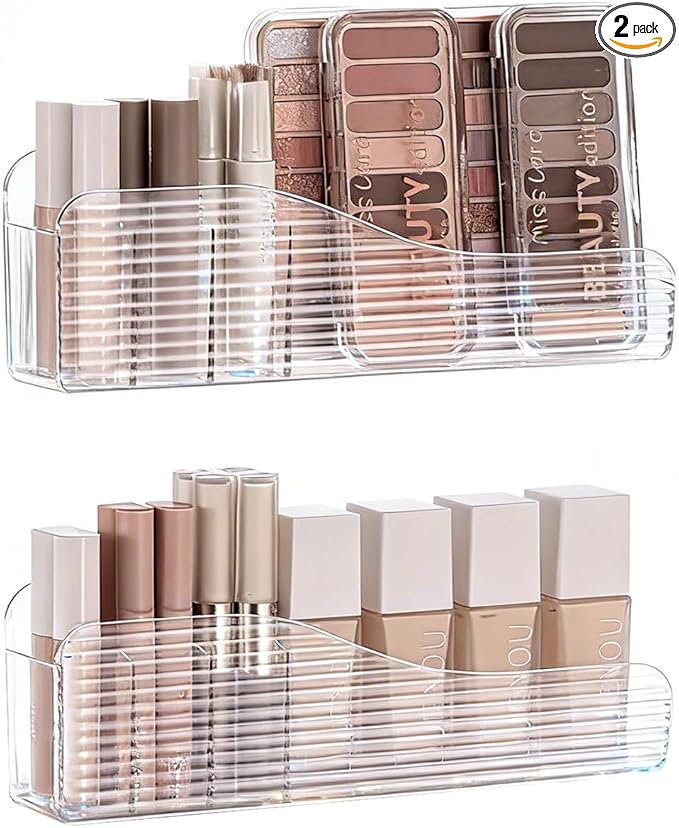 MORNITE Bathroom Medicine Cabinet Organizer Set, Narrow Compact Makeup Shelves Holder for Lipstick, Cosmetic, 2 Pcs Trays ...