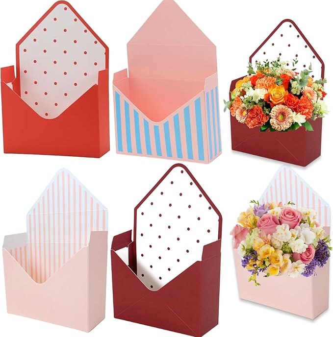 Florist Bouquet Envelope Boxes Mixed Style Flower Bouquet Packaging Gift Paper Boxes Gift Wrapping Envelope Handbag for Va...