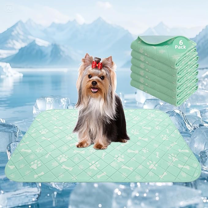 Homimp Self-Cooling Mat for Dogs,6 Pack Washable Cooling Mat & Sleeping Pad,Reusable Waterproof Dog Pee Pads,Non-Toxic,No...