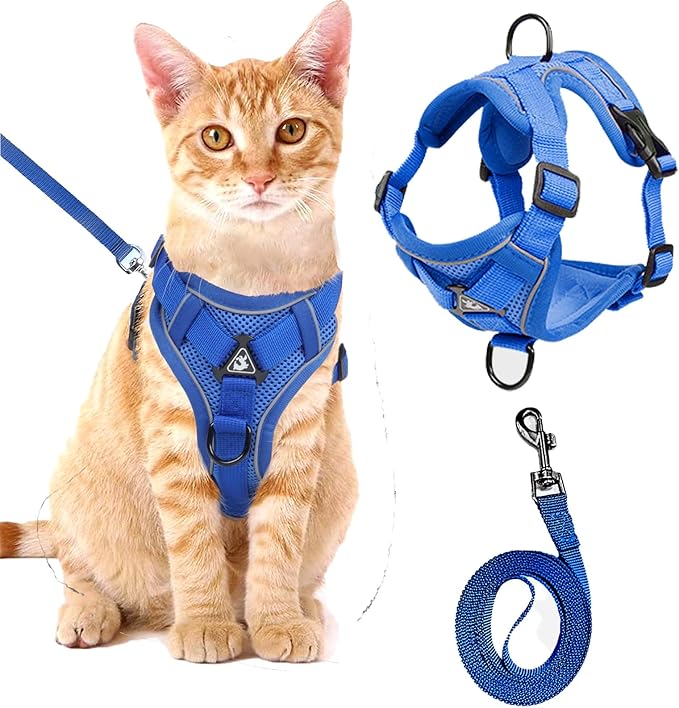 Tiagoboo Cat Harness and Leash Set,Escape Proof Adjustable Soft Lightweight Kittens Vest Harnesses with Reflective Strips ...