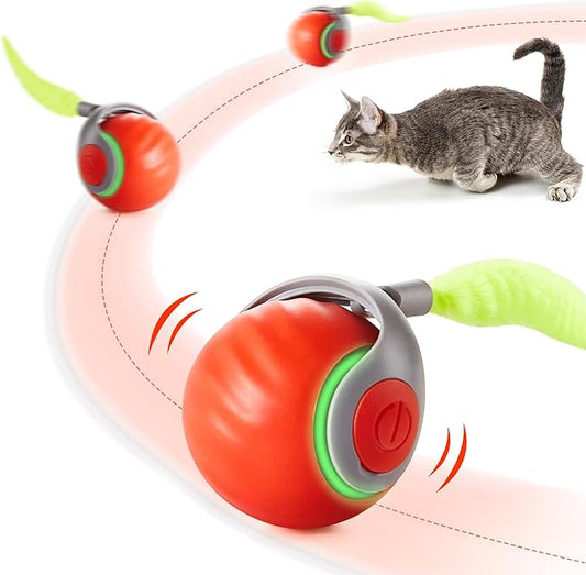 Potaroma Moving Ball Cat Toys with Feather Tail, Rechargeable 2025 New Interactive Toy for Indoor Cats Exercise, Smart Int...