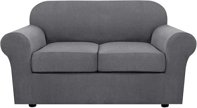 H.VERSAILTEX 3 Piece Stretch Sofa Covers for 2 Cushion Loveseat Couch Covers for Living Room Furniture Cover (Base Cover P...