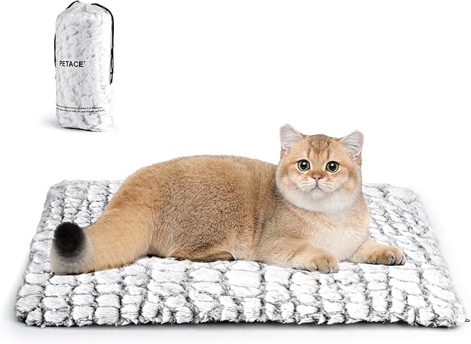 Petace Self Warming Cat Bed, 24" x 18" Ultra Soft Cat Dog Pet Heating Pad for Indoor Outdoor, Non-Slip Heated Cat Mat Ther...