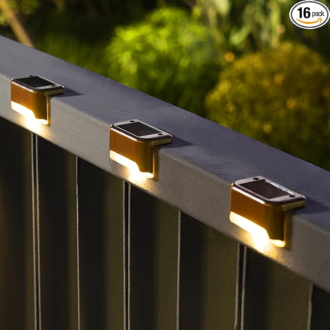 SOLPEX Solar Deck Lights Outdoor 16 Pack, Solar Step Lights Waterproof Led Solar lights for Outdoor Stairs, Step , Fence, ...