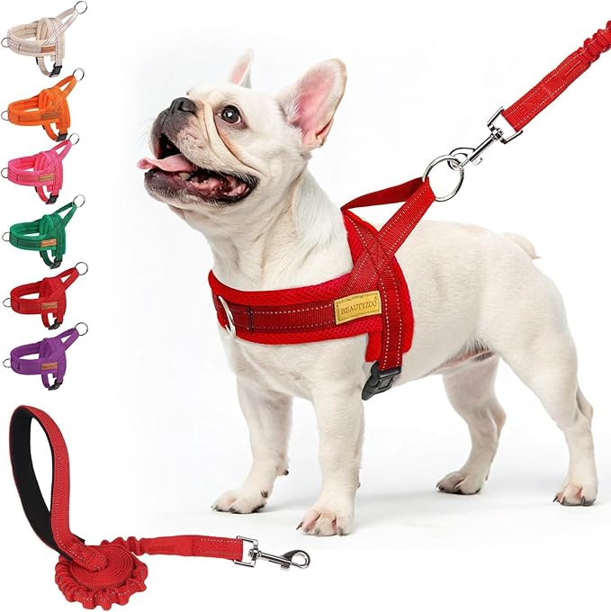 BEAUTYZOO No Pull Dog Harness Medium Sized Dog, Breathable Mesh Padded Dog Harness and Leash Set, Adjustable Reflective Es...