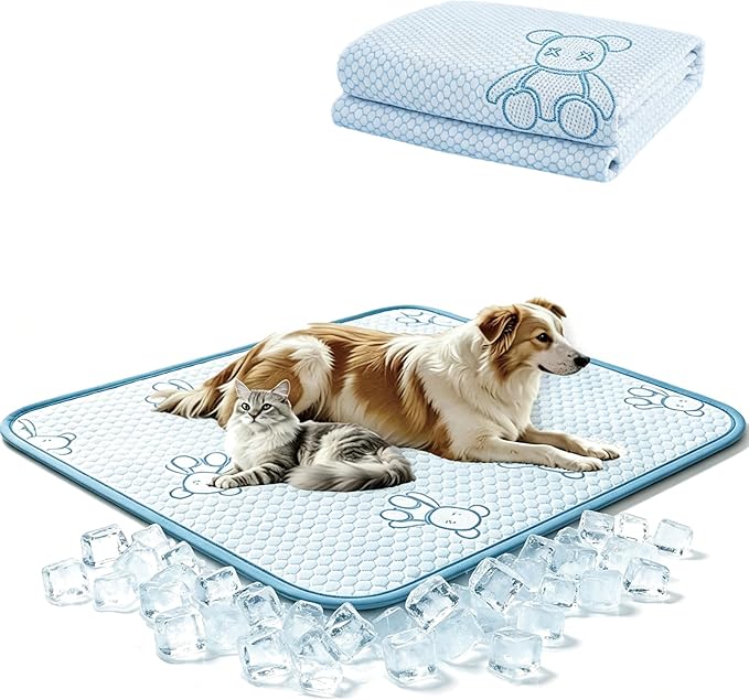 YOFANG Dog Cooling Mat 40”x28”,Double-Sided All-Season Pet Cooling Pad,Washable Non-Slip Cool Touch Bed for Large Medium S...