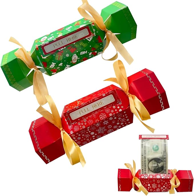 Yiishuiil Christmas Surprise Money Pull Pouch, 2PCS DIY Christmas Money Holders for Cash Cash Gift Pouch for Gift Birthday