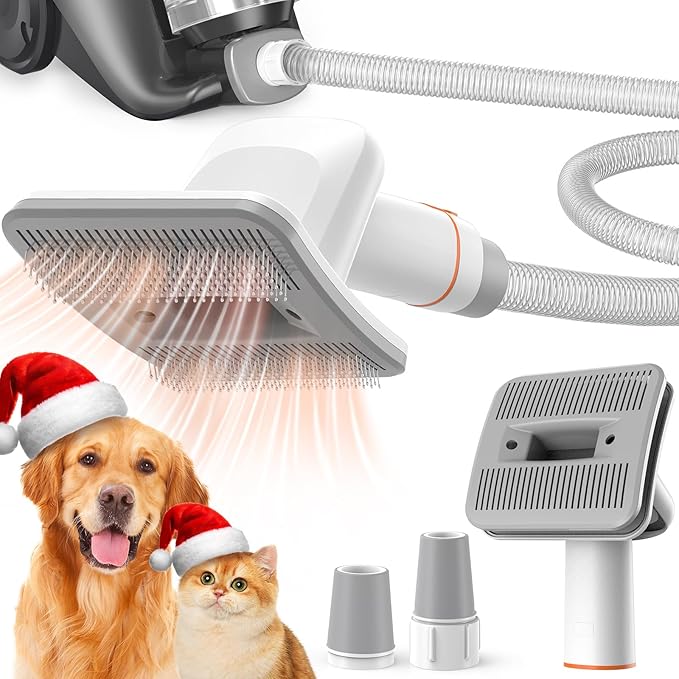 Afloia Dog Brush Vacuum Attachment - Pet Grooming Tool for Dogs & Cats (Vacuum Not Included), Compatible with 1-1.5" Round...
