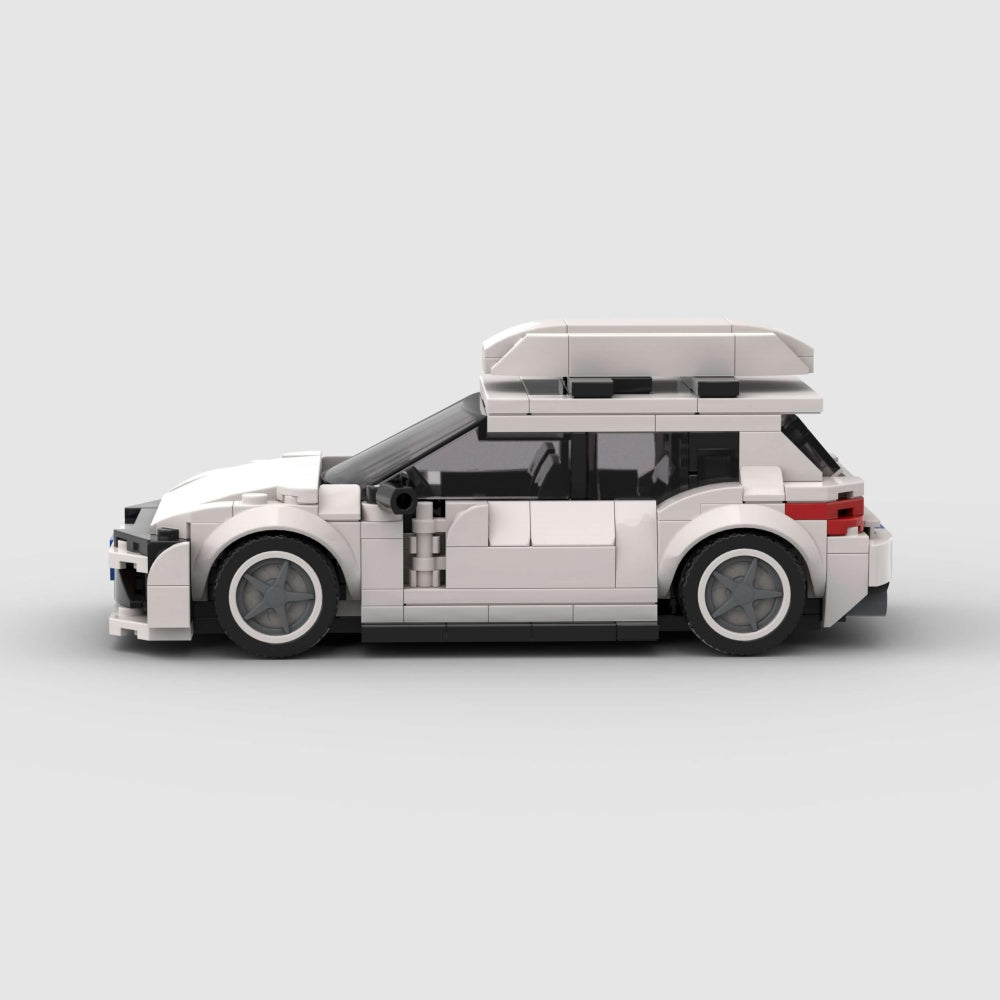 340PCS City Car White Hatchback Building Blocks With Roof Box, Modern Compact Wagon Car Toy Kit For Kids And Adults, Collectible Car Gift
