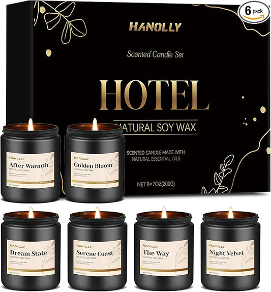 Hotel Scented Candles Set, 6 Pack Candles for Home Scented, Luxury Aromatherapy Jar Candle Gifts for Men & Women, Natural ...