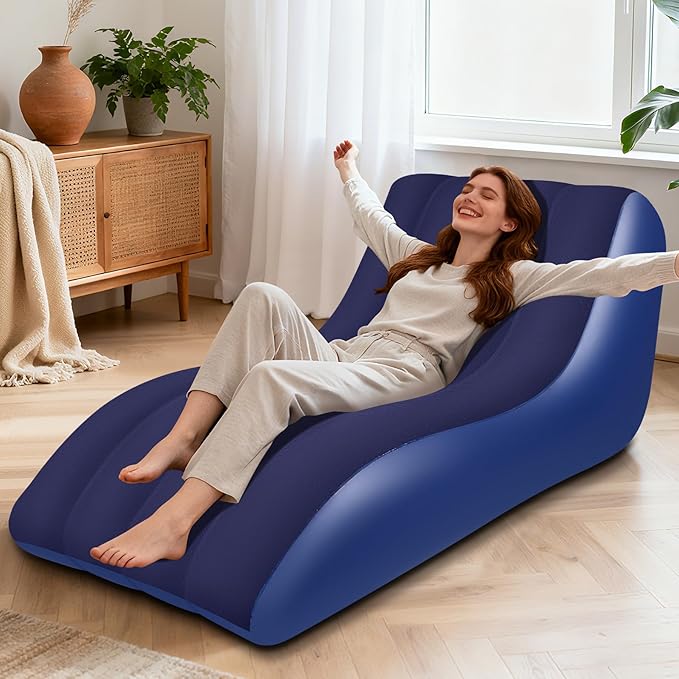 RovPool Inflatable Chair for Adults,Inflatables Chairs with Flocked Surface, Inflatable Lounge Chair with Backrest, Comfor...