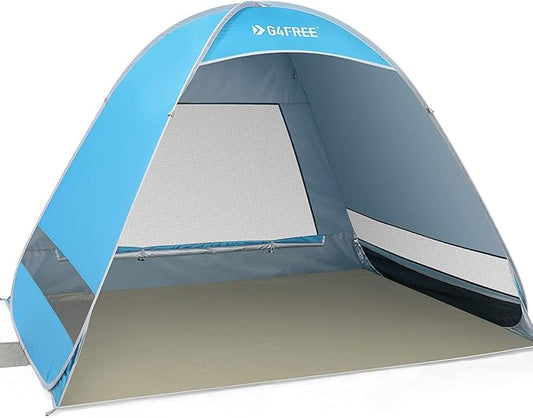G4Free Upgraded Pop Up Beach Tent, 2-3 Person Automatic Sunshade Canopy UPF 50+ Sport Umbrella Instant Tent Lightweight an...