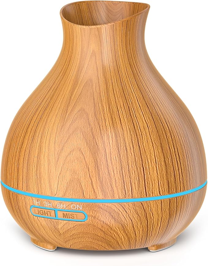 BZseed Aromatherapy Essential Oil Diffuser 550ml 12 Hours Wood Grain Aroma Diffuser with Timer Cool Mist Humidifier for La...