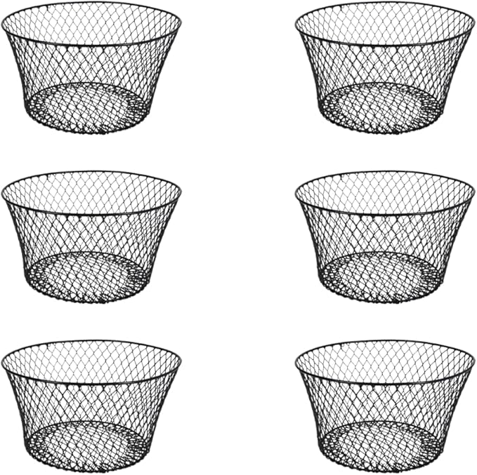 Generic SOL MAR Black Coated Round Wire Basket 6 Pack - Versatile Metal Wire Baskets Centerpieces Floral Arrangements Ever...
