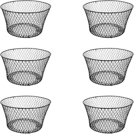 Generic SOL MAR Black Coated Round Wire Basket 6 Pack - Versatile Metal Wire Baskets Centerpieces Floral Arrangements Ever...