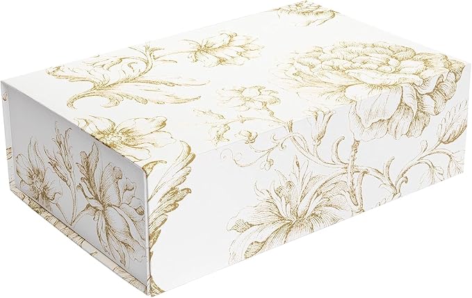 Sorarto Luxury Keepsake Gift Box | Gold Floral Decorative Boxes with Magnetic Lids for Presents, Wedding Memory Box, and B...
