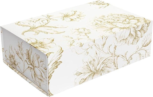 Sorarto Luxury Keepsake Gift Box | Gold Floral Decorative Boxes with Magnetic Lids for Presents, Wedding Memory Box, and B...
