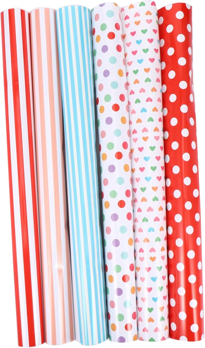 Healvian 6pcs Stylish Wrap Present Packing and Dots and Stripes for Birthdays Weddings and Special Occasions