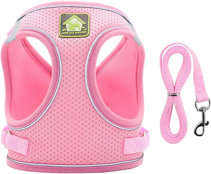 Dog Harness with Leash Set, No Pull Adjustable Reflective Step-in Puppy Harness with Thickened Padded Vest for Extra-Smal...