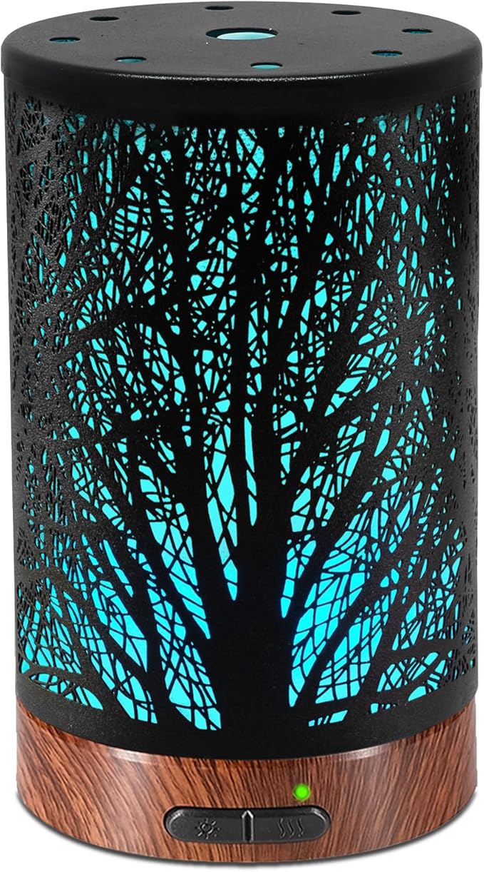 Essential Oil Diffuser - 150ML Metal Aromatherapy Diffuser for Essential Oils with 7 Colors Lights Gifts for Mom Auto Shu...