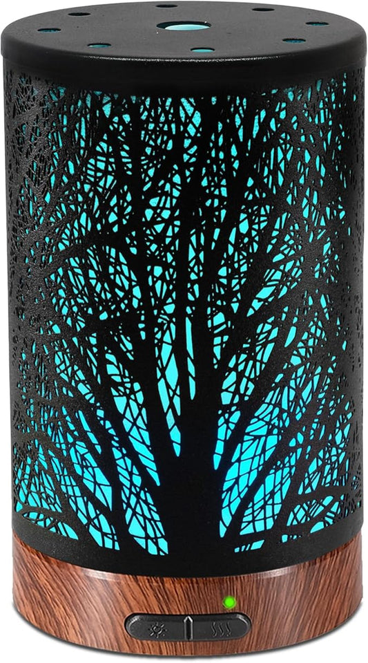 Essential Oil Diffuser - 150ML Metal Aromatherapy Diffuser for Essential Oils with 7 Colors Lights Gifts for Mom Auto Shu...