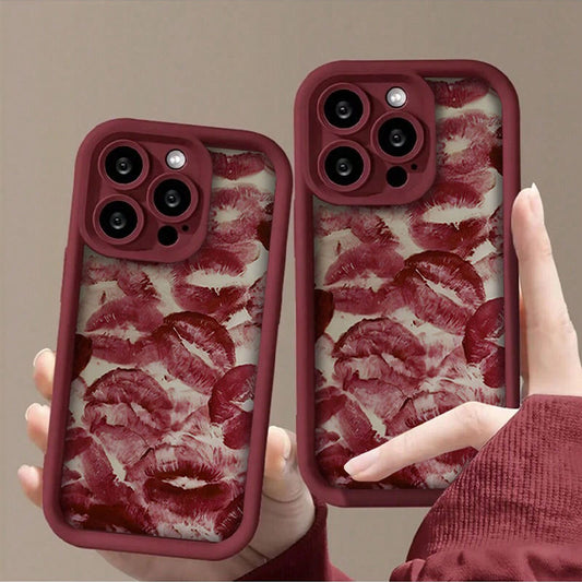 Red Lip Print Mobile Phone Protective Cover All-inclusive Drop-resistant