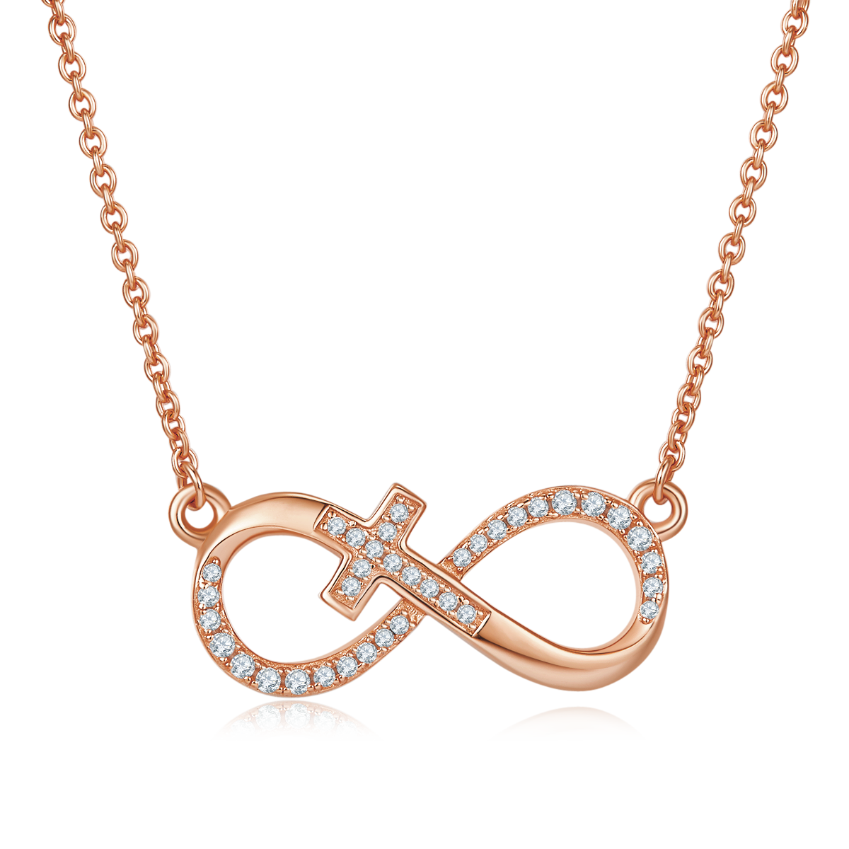 S925 Sterling Silver 3.7g 45cm Infinity Cross Necklace  36 Stone Moissanite Pendant With GRA, Platinum Plated Christian Jewelry Gift Box Set For Women