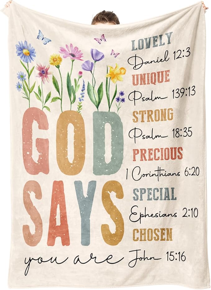 SteadStyle Christian Gifts for Women Birthday - Inspirational Floral Throw, Religious Birthday Gift for Women, Christian B...
