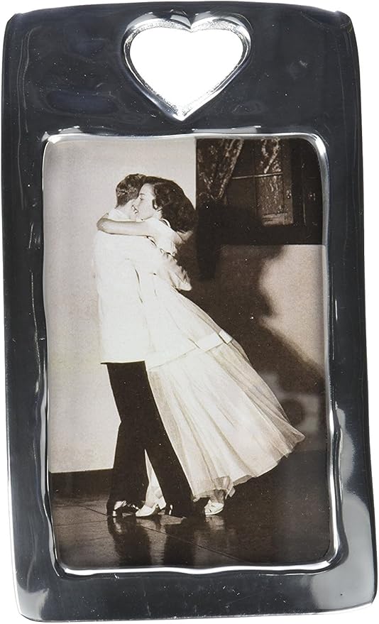 Mariposa Open Heart 4X6 Frame | Silver | Brillante | Frames | Decorative Photo Frames | Recycled SANDCAST Aluminum | Handm...